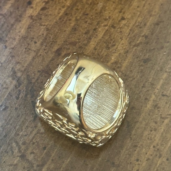 Teal Gold Cocktail Ring Size 7 - Picture 6 of 9